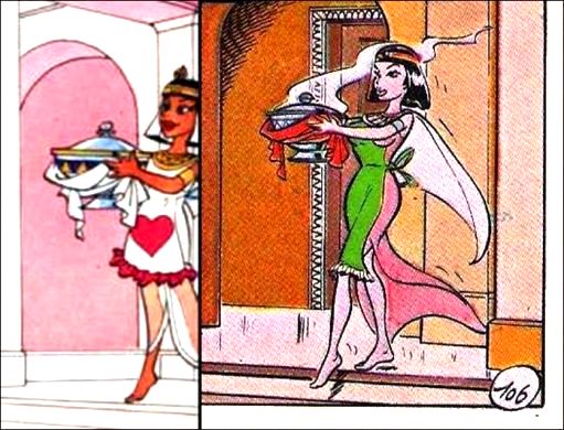 Kleopatra im Film 'Erobert Rom' vs. im Kurzcomic 'Die 12 Prüfungen'.jpg